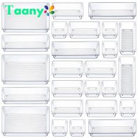 Clear Drawer Organizer Transparent Drawer Divider Storage Box Bins Case for Utensil Cosmetic Groceries Kitchen Tableware