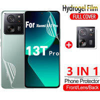 3IN1Front ฟิล์มไฮโดรเจลด้านหลังสำหรับ Xiaomi 13 T Pro 13TPro Mi13T 5G 2023กระจกกล้องถ่ายรูปป้องกันหน้าจอฟิล์มไฮดรอลิกแบบนิ่มป้องกันเลนส์คลุมทั้งหมดมองเห็นชัดเจน