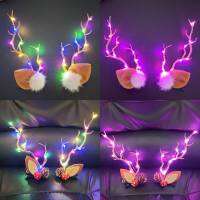 【CW】1 Pair New Christmas Headdress Antlers Hairpin Simulation nch Childrens Luminous Hair Clip Headband Christmas Gift Party