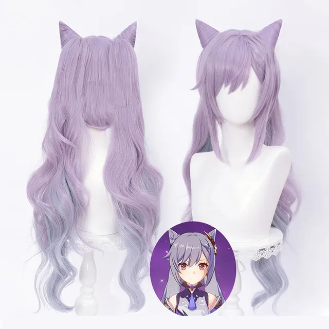 Compra online de Jogo de trajes de Halloween de estilo chinês de alta  qualidade Genshin Impact Keqing Cosplay Wig Anime Chinese Style Halloween  Costumes Game