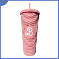 24oz/710ml Pink Barbie Movie Straw Cup Diamond Radiant Coffee Mug Cartoon Drinks Cup Christmas Gift For Girls