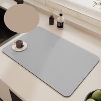 【CC】﹉  Absorbent Mats Countertop Plain Draining Oil-proof Diatom Mud Tablemat Cup Placemat Machine