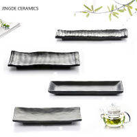 Black Scrub Striped Barbecue Meat Sushi Plate Melamine Kitchen Cutlery Korean Cuisine Saury Fruit Dessert Sushi Storage Plate