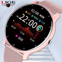 LIGE 2023สมาร์ทวอท์ชสุภาพสตรีหน้าจอสัมผัสเต็มรูปแบบ Jam Tangan Kebugaran กีฬา IP67กันน้ำบลูทูธสำหรับ Android IOS สมาร์ทวอท์ชหญิง VernaAbig