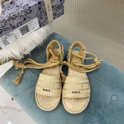 THE BEST SHOOES DlˉORˉembroidered fisherman sandals linen braided cross strap hemp rope flats open toe boots anklet super hot roman shoes summer new style womens shoes slippers for women slides outside wear sandals for women