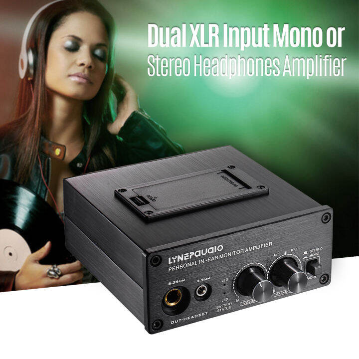 Mono/ Stereo Headphones Amplifier Amp with Dual XLR Inputs 3.5mm & 6