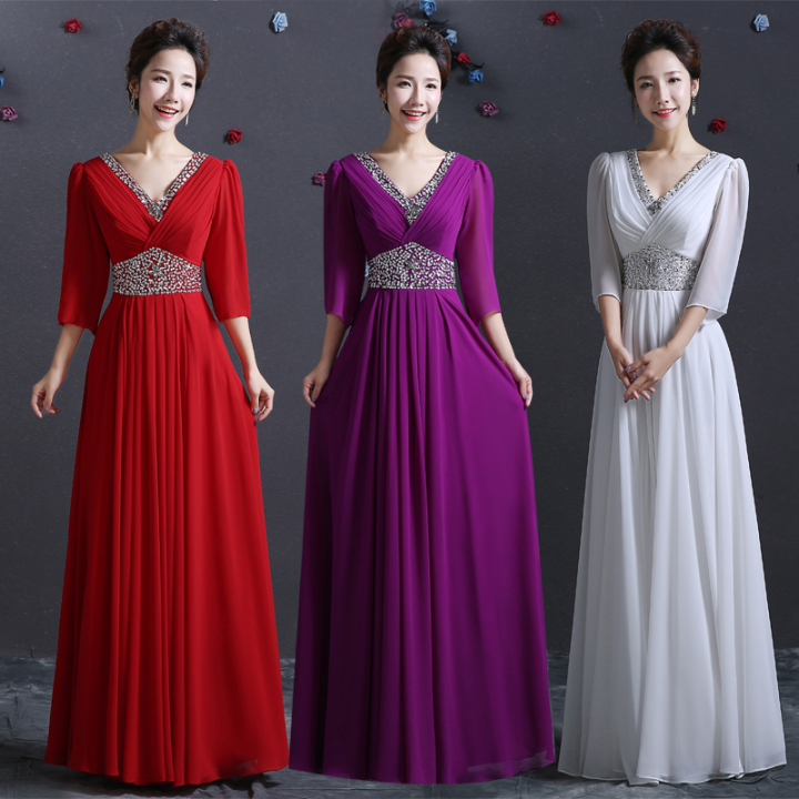 Trang phục hợp xướng váy dài hiện đại cho váy cưới mẹ trung niên và cao  tuổi truyền thống Trung Quốc váy cưới 2023 Trang phục hợp xướng mới cho nữ  hát