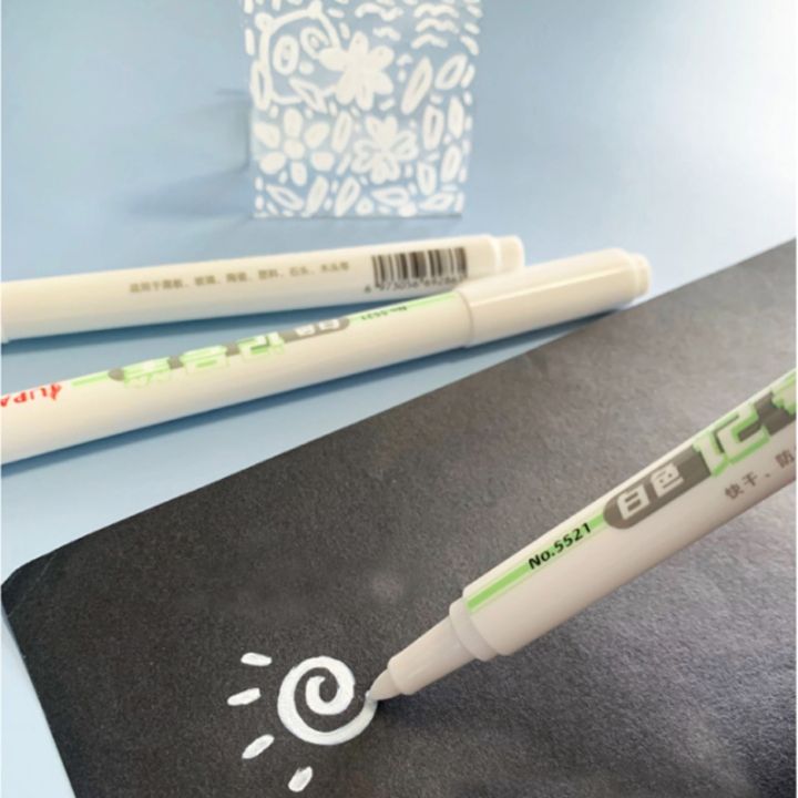 haile-permanent-oily-ink-white-paint-marker-pens-waterproof-plastic-gel-pen-writing-drawing-diy-graffiti-pen-stationery-notebook