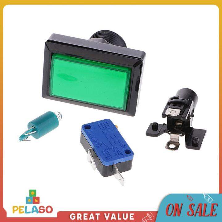 Pelaso Rectangle Arcade Machine Game Button with Led Illuminated Push ...