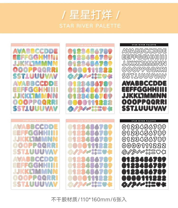 6 Sheets Alphabet Stickers Self Adhesive Letter Stickers