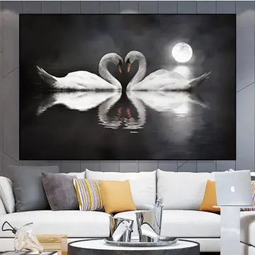 Black White Moon Canvas Painting Modern Wall Art Home Decor Posters &  Prints Art