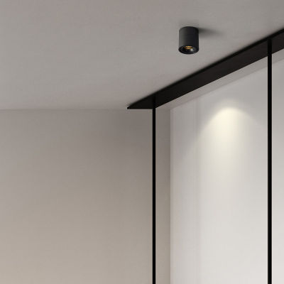 พื้นผิวติดตั้งสปอตไลท์ LED ดาวน์ไลท์ห้องนั่งเล่นโคมไฟเพดานทางเดินแสงเครื่องซักผ้าผนังปรับมุมซังสปอตไลท์สีดำ
