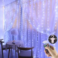 3m LED Curtains String Lights With Hook Remote Garland Fairy Lights Garden Christmas Outdoor Indoor Lighting For Window Bedroom