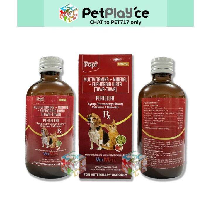 PAPI Plateleaf Multivitamins Minerals Syrup Liquid for Dogs and Cats