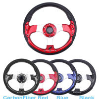 【Cw】universal 13 "; 6 Bolt 320mm Racing Drifting Sport STEERING WHEEL with Horn blueblackred Carbon Fiber