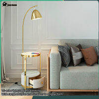 EASYHOME โคมไฟชั้นเหล็กดัดที่ทันสมัยพร้อมโต๊ะกาแฟโคมไฟแนวตั้งสามสีห้องนั่งเล่นห้องนอนข้างเตียงไฟ LED