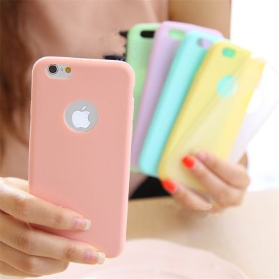（cold noodles）Hole Candy Case สำหรับ Iphone 7 8 6 S 6 S Plus 5 5S SE Soft Solid Simple สีสำหรับ Iphone 11 12 Pro X XR XS Max ยางฝาครอบโทรศัพท์