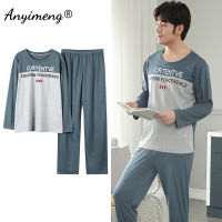 Deer Printing Elegant Pajamas Set for Men Autumn Winter Fashion New Soft Cotton Mens Loungewear Comfortable Sleepwear for Boy