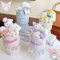 คาวาอิ Cinnamoroll ตุ๊กตาผ้ากำมะหยี่ช่อดอกไม้ Sanrio Kuromi ของฉันเมโลดี้อนิเมะผลิตภัณฑ์สำเร็จงานแต่งงานของที่ระลึก Kado Pacar วันเกิด