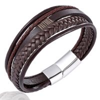 Men 39;s Leather Rope Bracelet Woven Leather Ethnic Style Bracelet Punk Metal Magnet Buckle Personality Bracelet