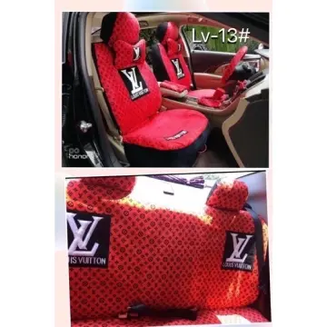 Name Lv Louis Vuitton Silk Velvet Auto Cushion Universal Car Seat Covers  5pcs Set Rose Black