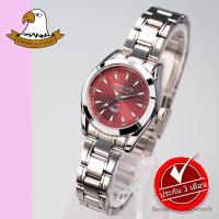 AMERICA EAGLE Watch นาฬิกาข้อมือผู้หญิง กันน้ำ สายสแตนเลส รุ่น AE023L -Silver/Red