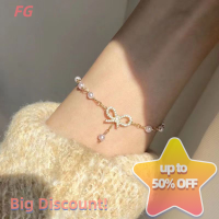 ?【Lowest price】FG กำไลข้อมือแฟชั่นประดับโบว์คริสตัลสำหรับผู้หญิงเครื่องประดับอินเทรนด์ของขวัญงานปาร์ตี้