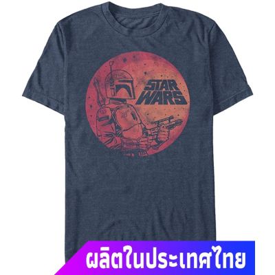 เสื้อยืดสีพื้นราคาส่ง Star Wars Mens Fett Up Graphic T-Shirt discountS-5XL