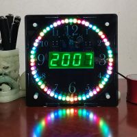 ✴☃✙ diy electronic clock kit RGB colorful LED green digital tube temperature remote control music spectrum 12/24H with shell