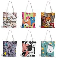 Fashion Cartoon Bear Printed Tote Bag For Women Canvas Faric Bag Ladies Shoulder Bag Outdoor Casual Tote Foldable Shopping Bag