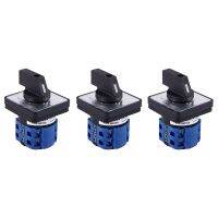 3X 8 Terminals 5 Positions Master Control Rotary Cam Switch 20A Black+Blue