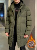 HOT11★ฤดูหนาวผู้ชายยาว Parka Warm เสื้อขนแกะ Hooded Windbreaker Coat หนาผ้าฝ้ายเบาะความร้อนขนาด Parkas Plus 8XL