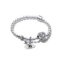 LR Trend S925 Silver Fluorescent Heart Bracelet Set Christmas Couple Firefly Love Heart Beaded Charm Making Womengift