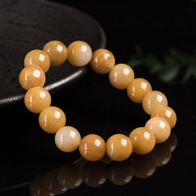 Hot Selling Natural Golden Silk Jade 13mm Exquisite Bracelet for Men and Women Fashion Round Beads Jewelry Luck Gifts Amulet