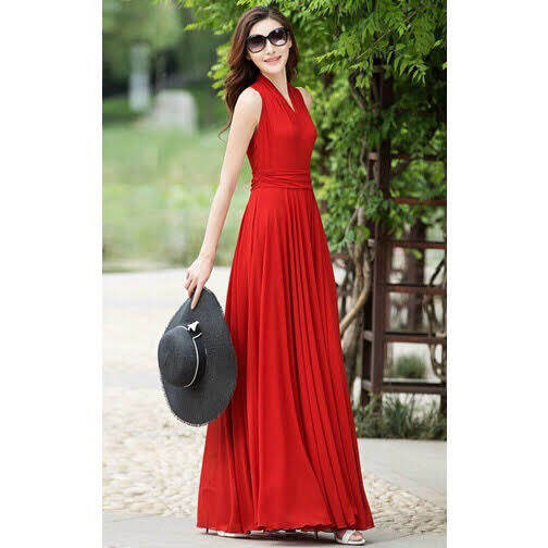 Đầm Xòe Dài Cổ Choàng, Đầm Maxi Đi Biển | Lazada.Vn