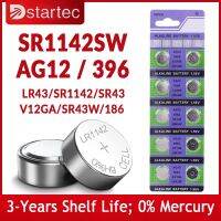 10ชิ้น-50ชิ้น LR43 AG12 1.55V SR43 186 386 LR1142 V12GA AG 12ปุ่มแบตเตอรี่ SR43W SR1142เซลล์ของเล่นนาฬิกาเหรียญระยะไกล