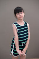 QueenCows Kids ชุดเซ็ตเสื้อกล้าม Andy Striped Vest (Green)