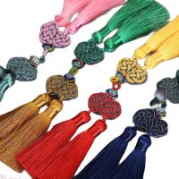 1pcs Knot Double Tassel Jewelry DIY Decorative Ice Silk Fan Pendant Accessories Bookmark Hanging Ear Chinese Knot Small Tassel