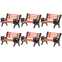 6 Pcs Mini Park เครื่องประดับ Tiny Street Bench Country Decor โคมไฟโพสต์ของเล่นเด็ก Miniatures พลาสติกเด็ก Fairy Figurines