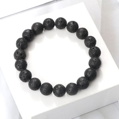 6mm 8mm 10mm Natural Volcanic Stone Beads Bracelets Black Lava Men Bracelet Aromatherapy Essential Oil Diffuser Bangle for Women