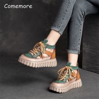 Comemore 2023 New Summer Platform Medium Heel Sandals Boots Casual Fashion Genuine PU Leather Trend Women Sandal Roman Shoes 40