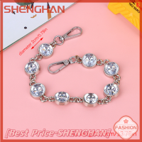 SHENGHAN สายคล้องโซ่คล้องกระเป๋าถือแฟชั่น Rhinestone หรูหราสำหรับผู้หญิงโซ่หูจับกระเป๋าเพชร Cz โซ่เครื่องประดับกระเป๋า