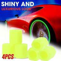 4pcs Glowing Cars Wheel Tire Valves Stem Protective Decoration Covers Luminous Yellow Car Tire Valve Caps Car Parts