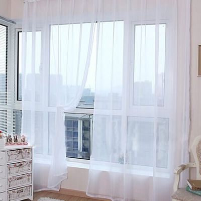 1x2m Tulle Voile Door thin Window Curtain Solid Color translucent fabric wedding Home Curtains Drape