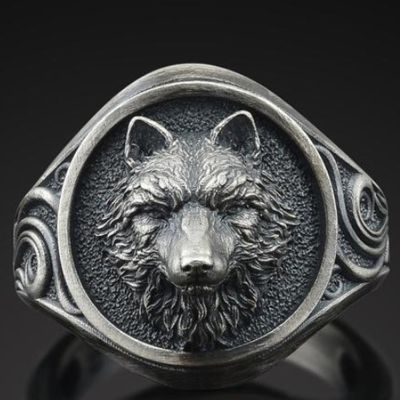 Vintage Viking Norse Mythology Giant Wolf Totem Ring Hip Hop Men Ring Gothic Steampunk Rock Biker Jewelry