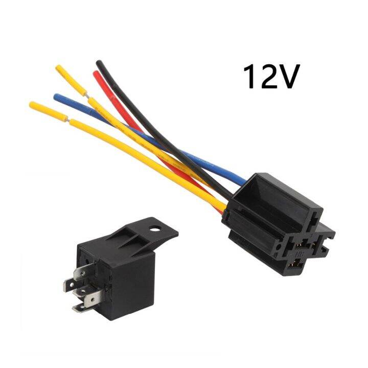 worth-buy-รีเลย์รถยนต์กันน้ำ12v-40a-5ขารีเลย์รถยนต์12v-4pin-พร้อมขั้วทองแดงสีดำพร้อมรีเลย์รีเลย์