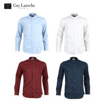 Guy Laroche เสื้อเชิ้ต คอจีน สีพื้น ปักโลโก้  Slim fit  (BAB6201P0)