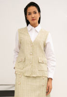 Zalia - Tweed Vest with Shirt Collar