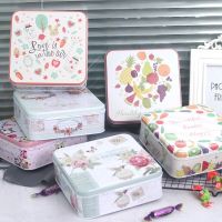 New Flower Large Square Tinplate Candy Cookie Coffee Storage Box Creative DIY Cake Tea Dessert Container For Home Organizer Storage Boxes