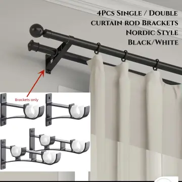 Ceiling Mounted Curtain Rod Brackets, Heavy Duty Ceiling Bracket For 1 Inch  Curtain Rod Holder(set